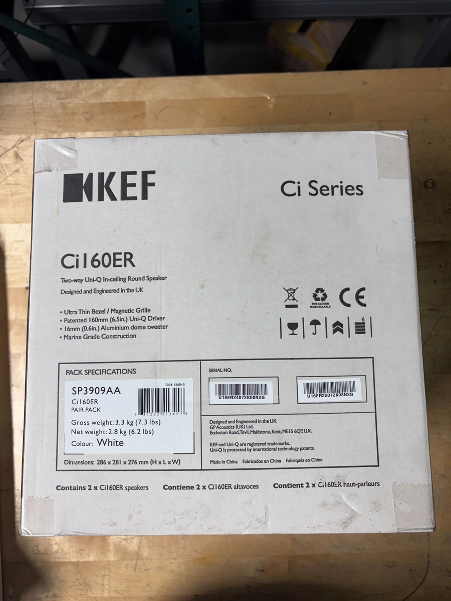 NEW KEF CI160ER 6.5" 2-WAY IN-CEILING ARCHITECTURAL SPEAKER UNI-Q thumbnail 0